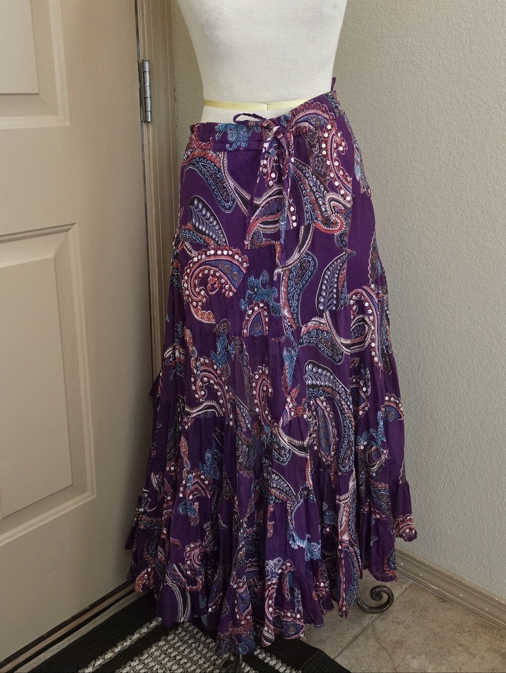 nwt Silver Stream purple paisley broomskirt cotton OS